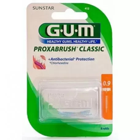 Proxabrush Classic tarpdančių šepetėlis su Chlorhexidine 0,9 Mm 8 vnt. GUM