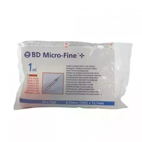 B.d Ultra Fine Insulino Švirkštas U 100 1ml 29g X 12,7 Mm 10 Vienetų Becton Dickinson