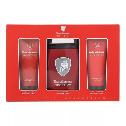 Tonino Lamborghini Sportivo Tualetinis Vanduo 125ml Purškiklis, Dušo Želė 100ml, Balzamas Po Skutimosi 100ml