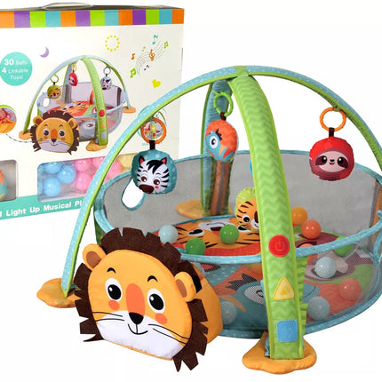 Edukacinis kilimėlis „Liūtas“, maniežo kamuoliukai kūdikiams