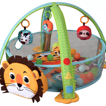 Edukacinis kilimėlis „Liūtas“, maniežo kamuoliukai kūdikiams