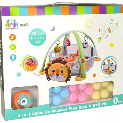 Edukacinis kilimėlis „Liūtas“, maniežo kamuoliukai kūdikiams