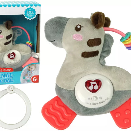 Interaktyvus edukacinis zebras pilkas garsas melodijos kramtukas barškutis