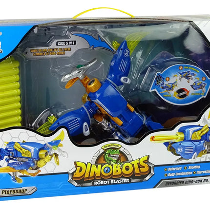 Dinobotai 2 viename Dinozaurinis Šautuvas Mėlynas Pterodaktilis Skydas