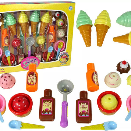 Saldžių skanėstų rinkinys Ledai Keksiukai Padažai Šaukštai