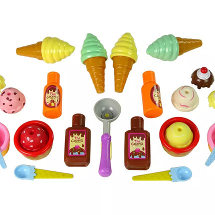 Saldžių skanėstų rinkinys Ledai Keksiukai Padažai Šaukštai