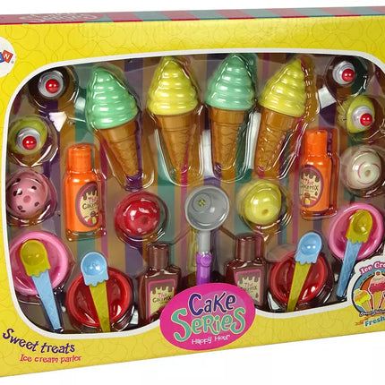 Saldžių skanėstų rinkinys Ledai Keksiukai Padažai Šaukštai