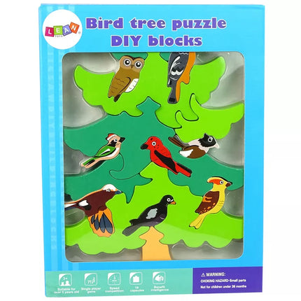 Medinis medis paukščiai „pasidaryk pats“ mediniai dėlionės blokeliai