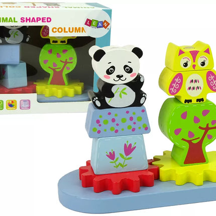 Medinis rūšiuoklis su gyvūnais: pelėda, panda, krumpliaračiai