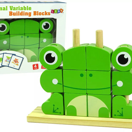 Kūrybingi erdviniai mediniai kaladėliai 3D varlės dėlionė