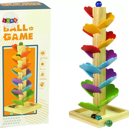 Medinis kamuoliukų ridenimo žaislas su lapeliais