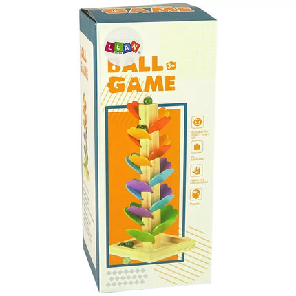 Medinis kamuoliukų ridenimo žaislas su lapeliais