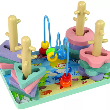 Medinis rūšiuoklis „Jūros pasaulis“ su edukaciniais karoliukais