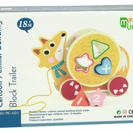 Krokodilo traukiamas medinių kaladėlių rūšiuotojas su ratukais