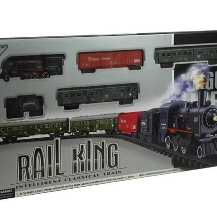 „Rail King“ traukinio rinkinys su dūmais – tikroviškas žaislinis lokomotyvas