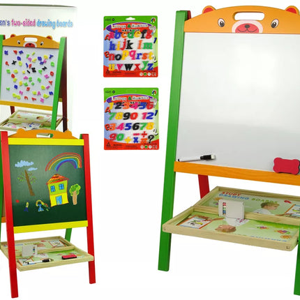 Medinė lenta-rašymo lenta 2in1 Magnetai Rašiklis Skaičiai Veiksmo žodžiai