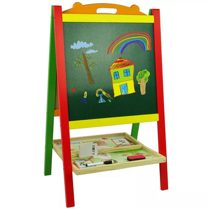 Medinė lenta-rašymo lenta 2in1 Magnetai Rašiklis Skaičiai Veiksmo žodžiai