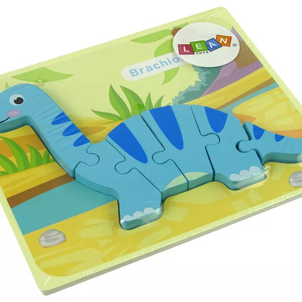 Medinė dėlionė dinozauras Brachiosaurus mėlynas