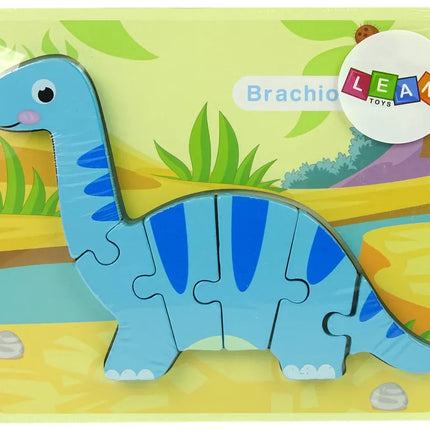 Medinė dėlionė dinozauras Brachiosaurus mėlynas