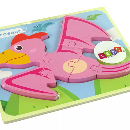 Medinis dėlionė Dinozauras Pterodaktilis Rožinis Pliozaurai Mėlynas