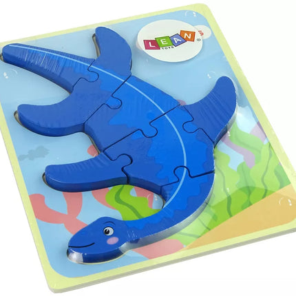 Medinis dėlionė Dinozauras Pterodaktilis Rožinis Pliozaurai Mėlynas