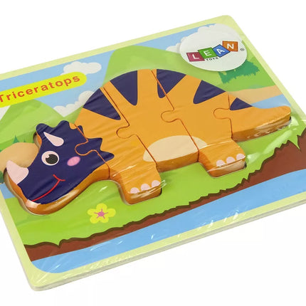 Medinis dėlionės dinozauras Triceratopsas Ankilozauro oranžinis