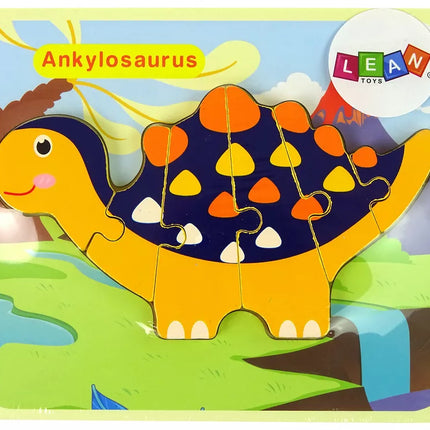 Medinis dėlionės dinozauras Triceratopsas Ankilozauro oranžinis