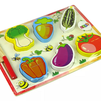 Medinis daržovių pjaustymo rinkinys, 6 dalys: pomidoras, paprika, agurkas