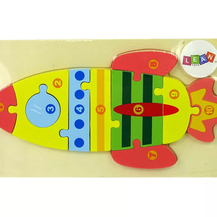 Medinių dėlionių rinkinys Raketa su skaičiais