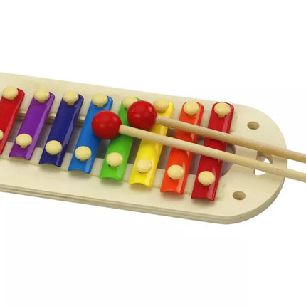 Dinozaurų cimbolų plaktukas 2in1 medinis raudonas