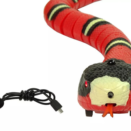 Nuotoliniu būdu valdoma gyvatė Touch raudonos ir juodos spalvos dryžiais