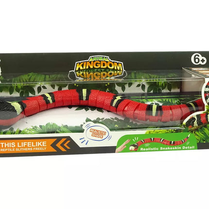 Nuotoliniu būdu valdoma gyvatė Touch raudonos ir juodos spalvos dryžiais