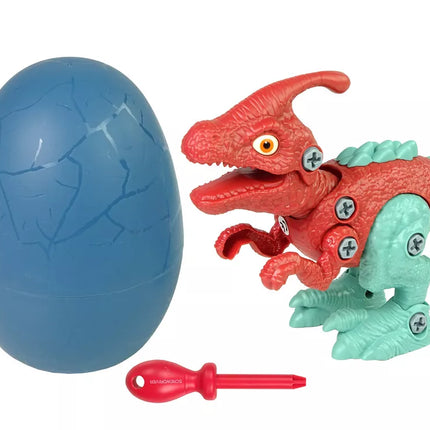 Dinozauras Parasaurolophus su kiaušiniu, rinkinys su atsuktuvu „pasidaryk pats“