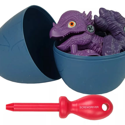 Dinozauras Stygimoloch rinkinys su kiaušiniu, „pasidaryk pats“ atsuktuvas, violetinis