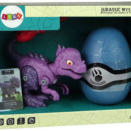 Dinozauras Stygimoloch rinkinys su kiaušiniu, „pasidaryk pats“ atsuktuvas, violetinis