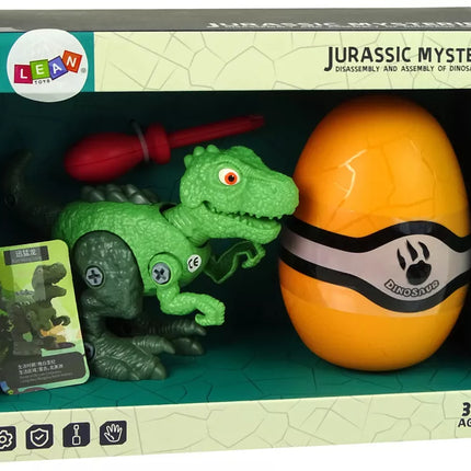 Dinozauras Tyrannosaurus Rex rinkinys su kiaušiniu, "pasidaryk pats" atsuktuvas, žalias