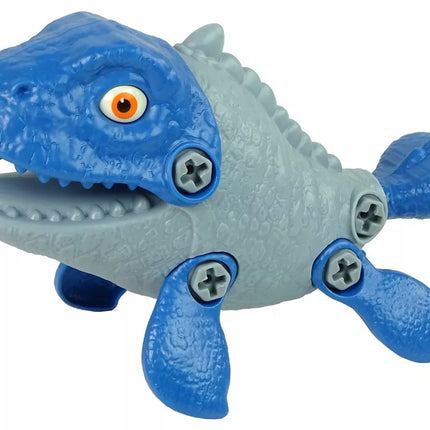 Dinozauro Mosasaur rinkinys su kiaušiniu, „pasidaryk pats“ atsuktuvas, mėlynas