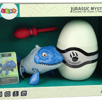 Dinozauro Mosasaur rinkinys su kiaušiniu, „pasidaryk pats“ atsuktuvas, mėlynas