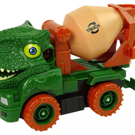 Betono sunkvežimis dinozauras gelbėtojas žalias su priedais