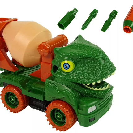 Betono sunkvežimis dinozauras gelbėtojas žalias su priedais