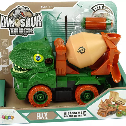 Betono sunkvežimis dinozauras gelbėtojas žalias su priedais