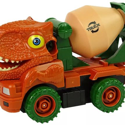 Betono sunkvežimio dinozauro laužytojas, oranžiniai priedai