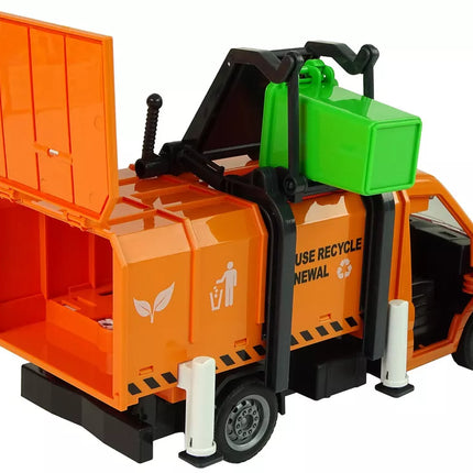 Šiukšliavežė su frikciniu varikliu, garso efektais, oranžinė