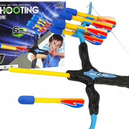 Lankas 6 šūvių sportinis lankas vaikams, mėlynas ir juodas