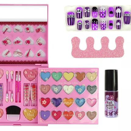 Grožių rinkinys: didelė paletė, lūpdažiai, nagų lakai