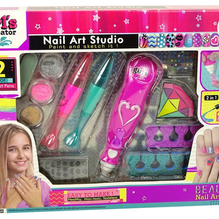 Nagų lakavimo rinkinys, nagų pieštukai, blizgučių dozatorius, deimantai