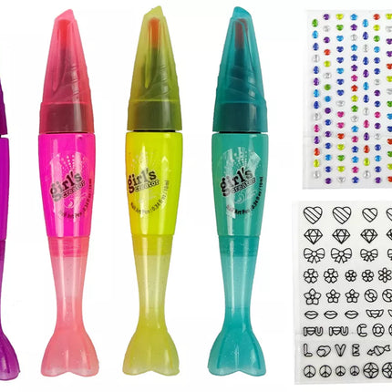 Nagų lakavimo rinkinys Nagų lakų rašikliai Spalvoti lipdukai