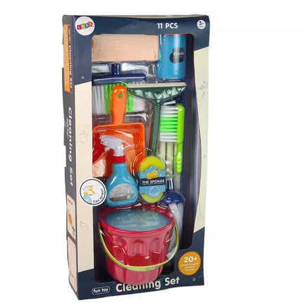 Valymo rinkinys 11in1 vaikams: šluota, kibiras, semtuvėlis, purškiklis, kempinė