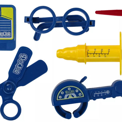 Gydytojo rinkinys kuprinėje Gydytojo stetoskopas Žirklės Geltonas