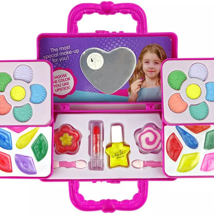 Maža rankinė, vienaragio makiažas, akių šešėliai, blizgesiai